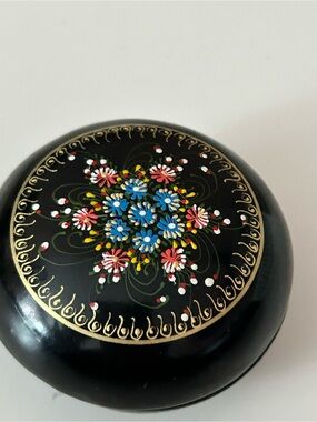 4/$50 Hand-Painted Black Floral Trinket Box